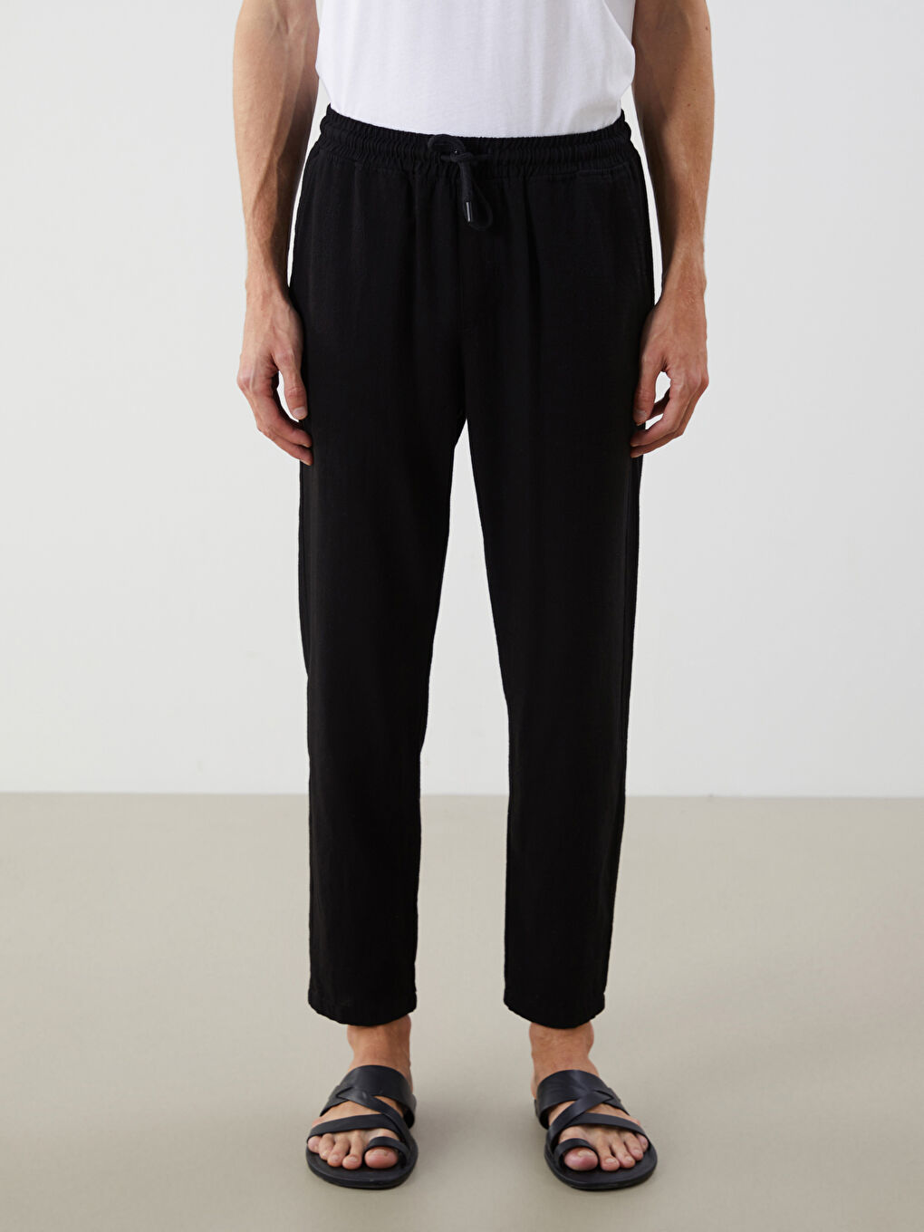 Standard Fit Linen Blend Men's Trousers -S5KG64Z8-CVL