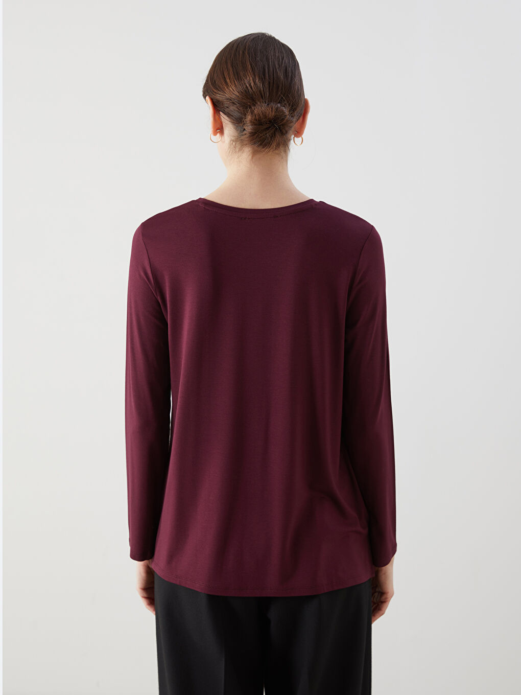 Mürdüm Bisiklet Yaka Desenli Kadın Bluz-3