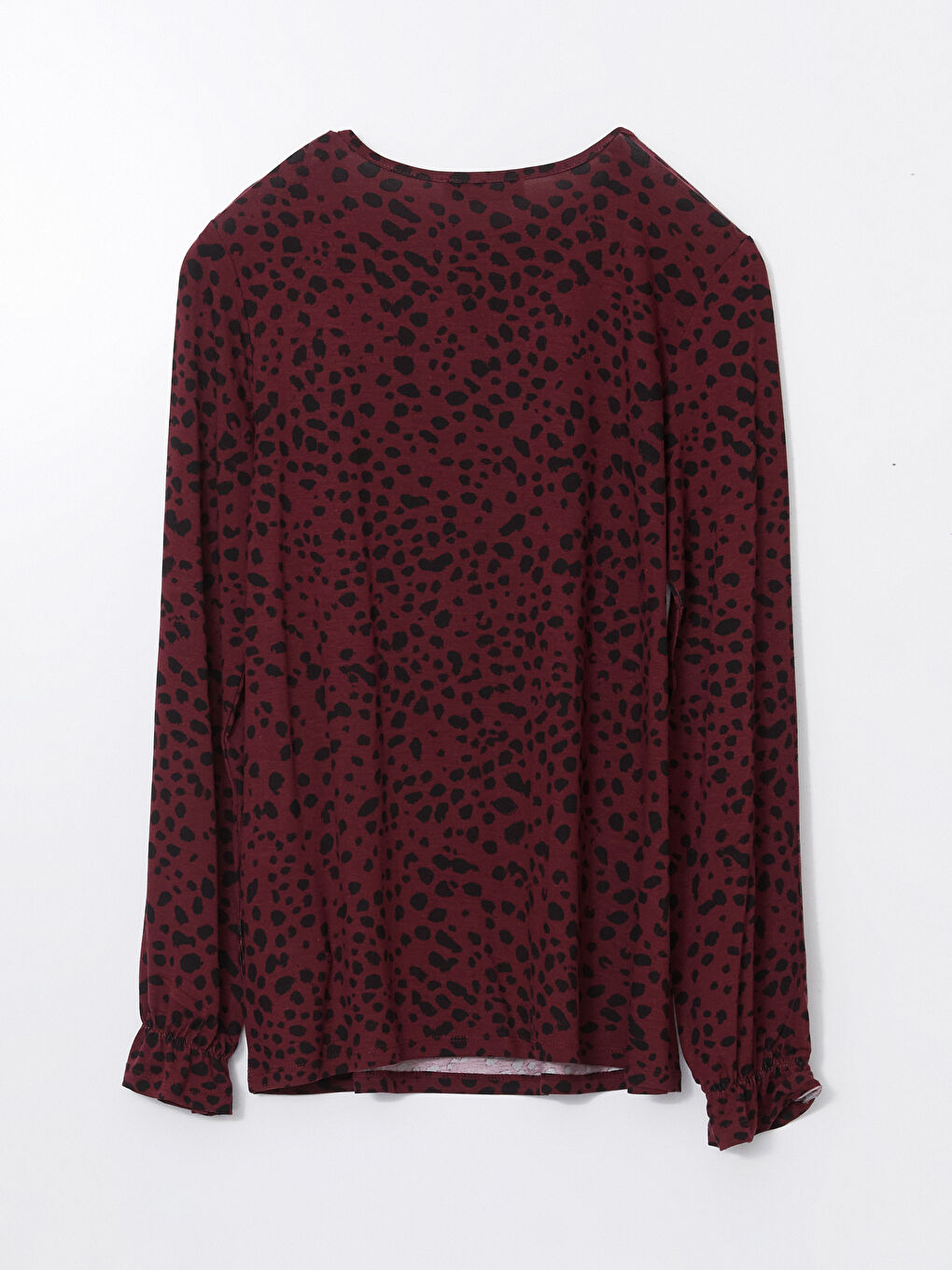 Kırmızı Bisiklet Yaka Desenli Kadın Bluz-5