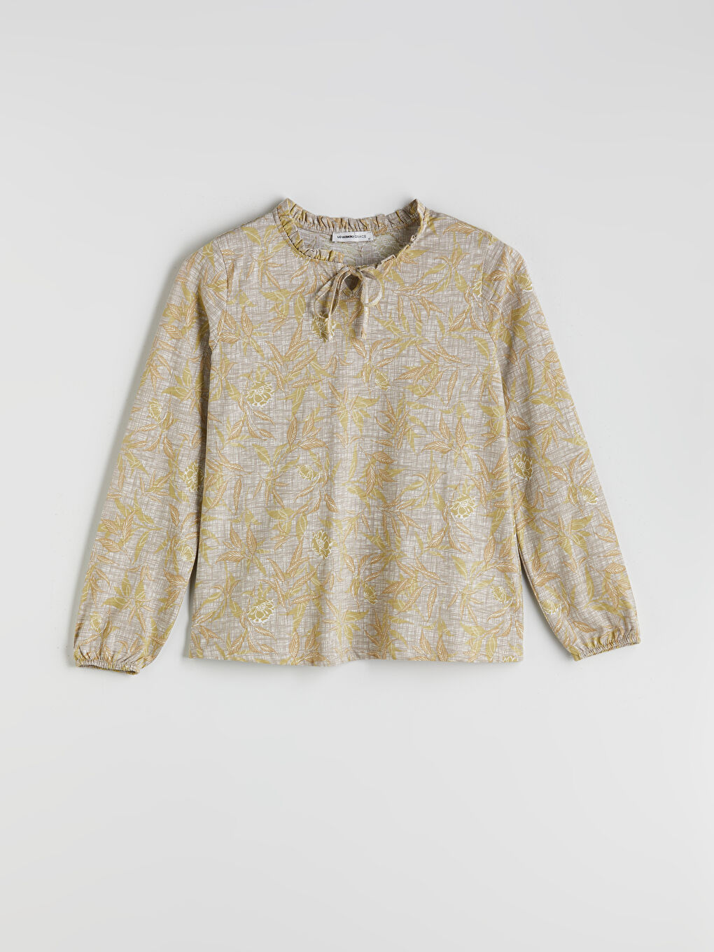 Tie Neck Patterned Blouse -S5KG71Z8-LS5