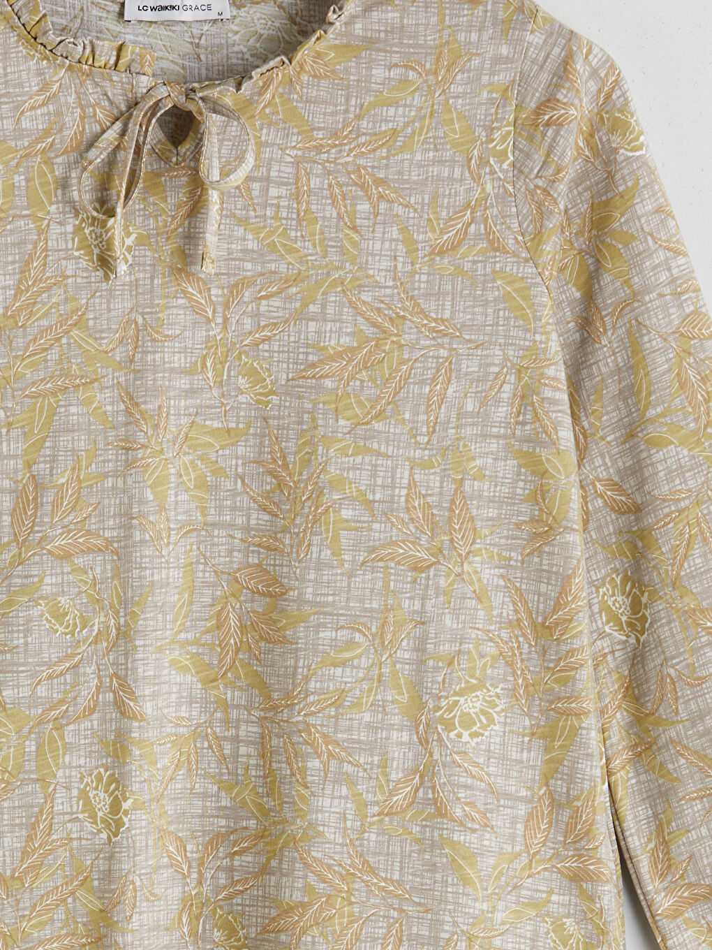 Tie Neck Patterned Blouse -S5KG71Z8-LS5