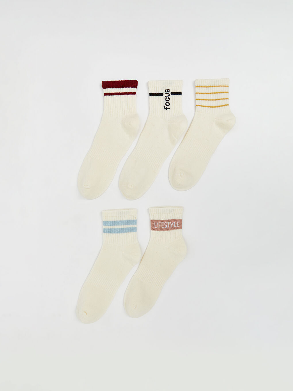 Patterned Women's Ankle Socks 5 Pack -S5KH09Z8-FDU