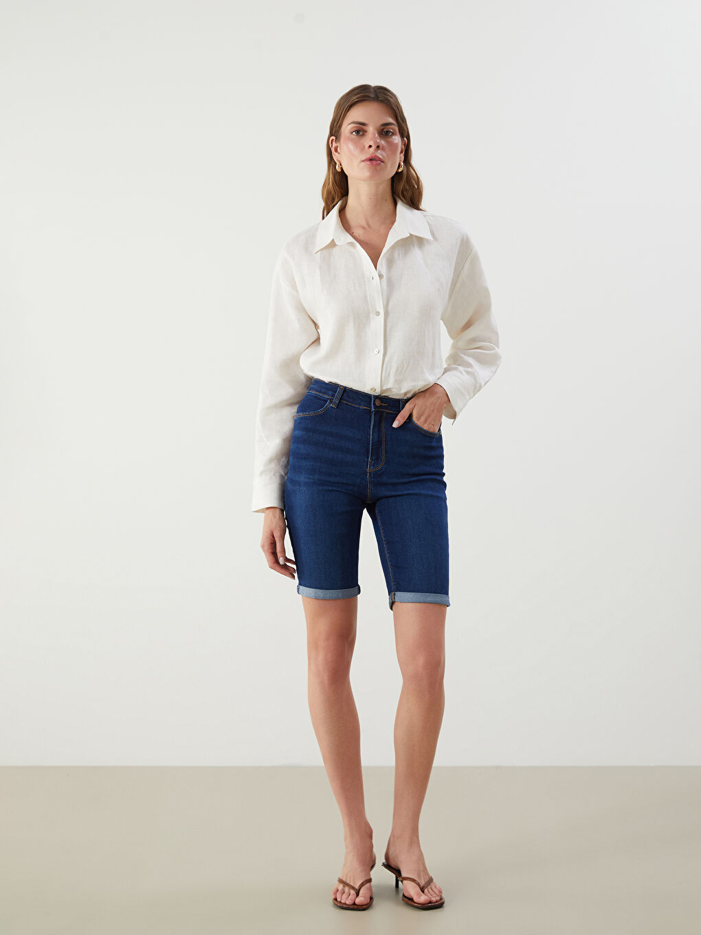 LCW Jeans Slim Fit Women's Denim Shorts -S5KH76Z8-309