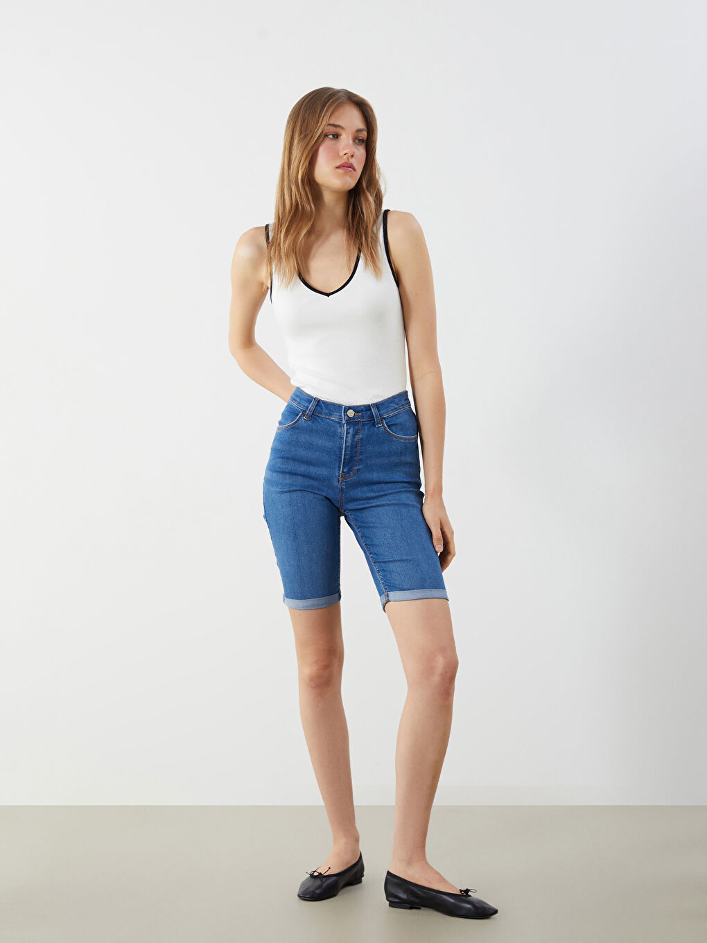 LCW Jeans Slim Fit Women's Denim Shorts -S5KH76Z8-507