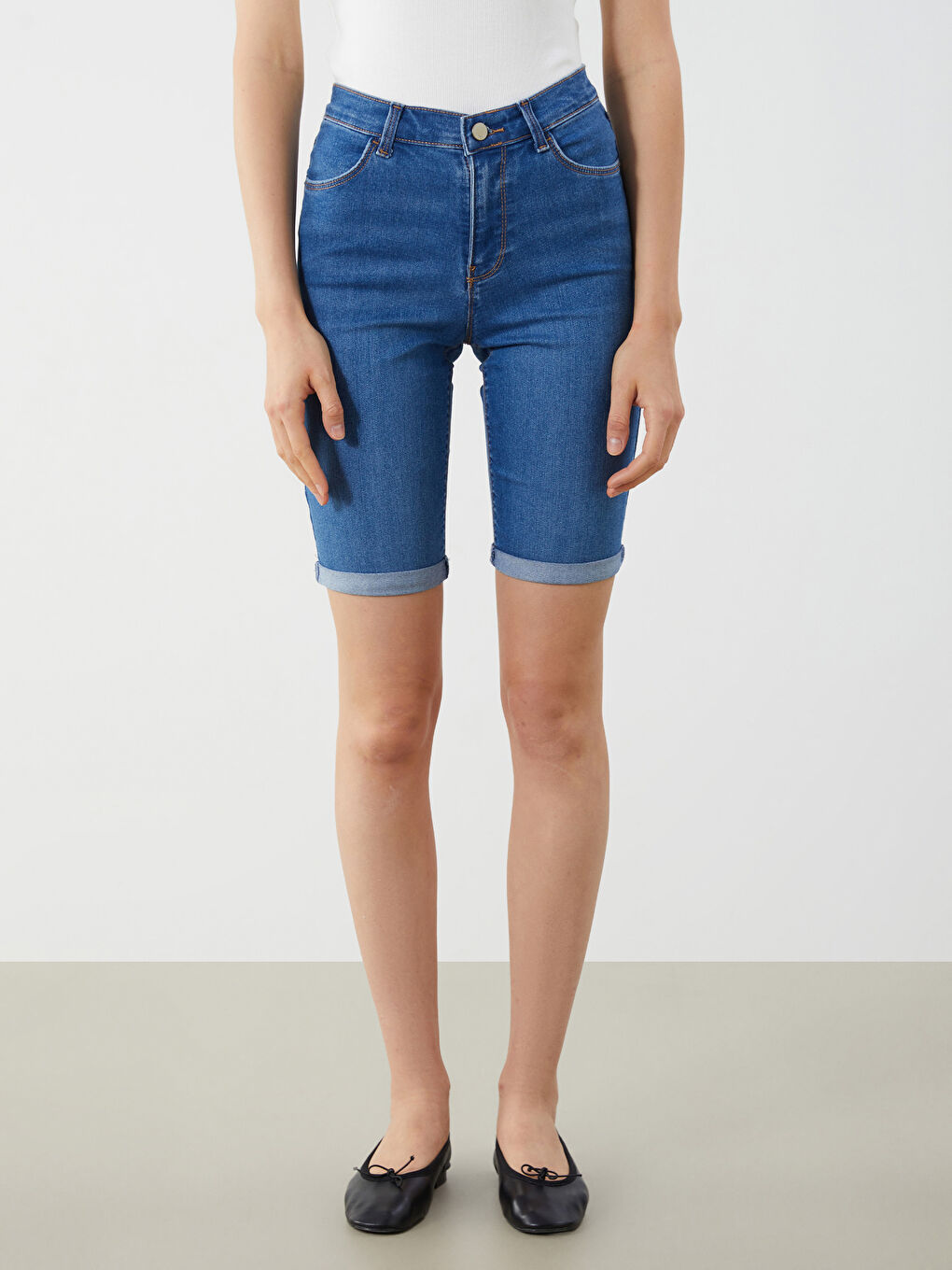LCW Jeans Slim Fit Women's Denim Shorts -S5KH76Z8-507