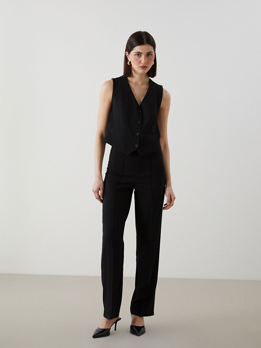 Siyah Dar Fit Kadın Pantolon