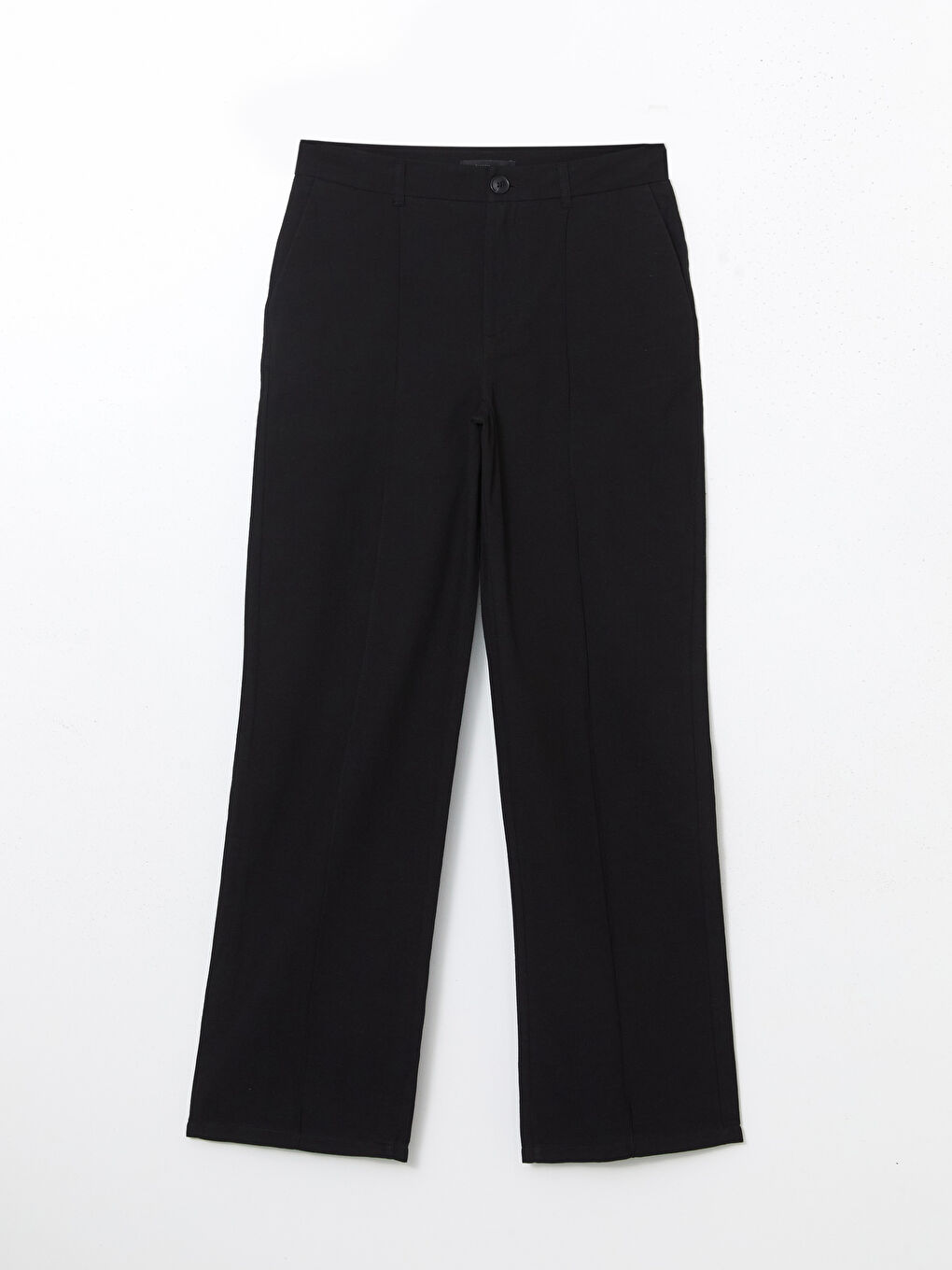 Siyah Keten Karışımlı Kadın Pileli Pantolon-4