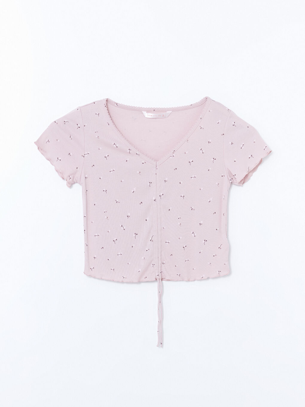 Pembe V Yaka Çiçekli Kadın Pijama Takımı-6