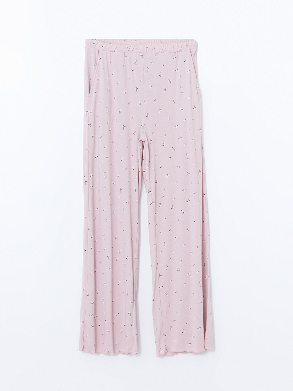 Pembe V Yaka Çiçekli Kadın Pijama Takımı-8