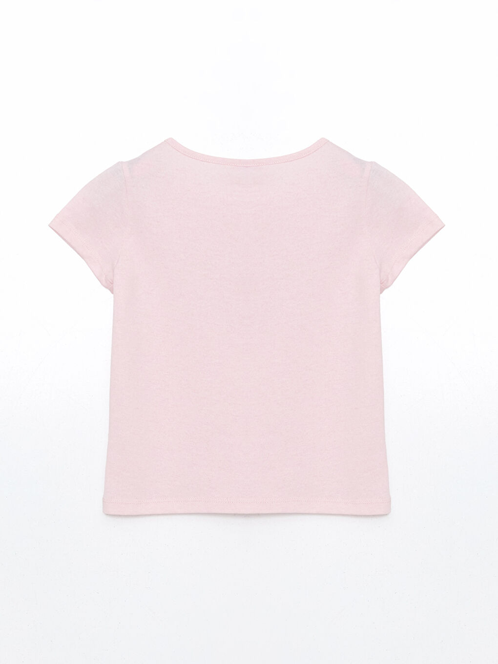 Pembe Bisiklet Yaka Çiçekli Kız Çocuk Tişört-1