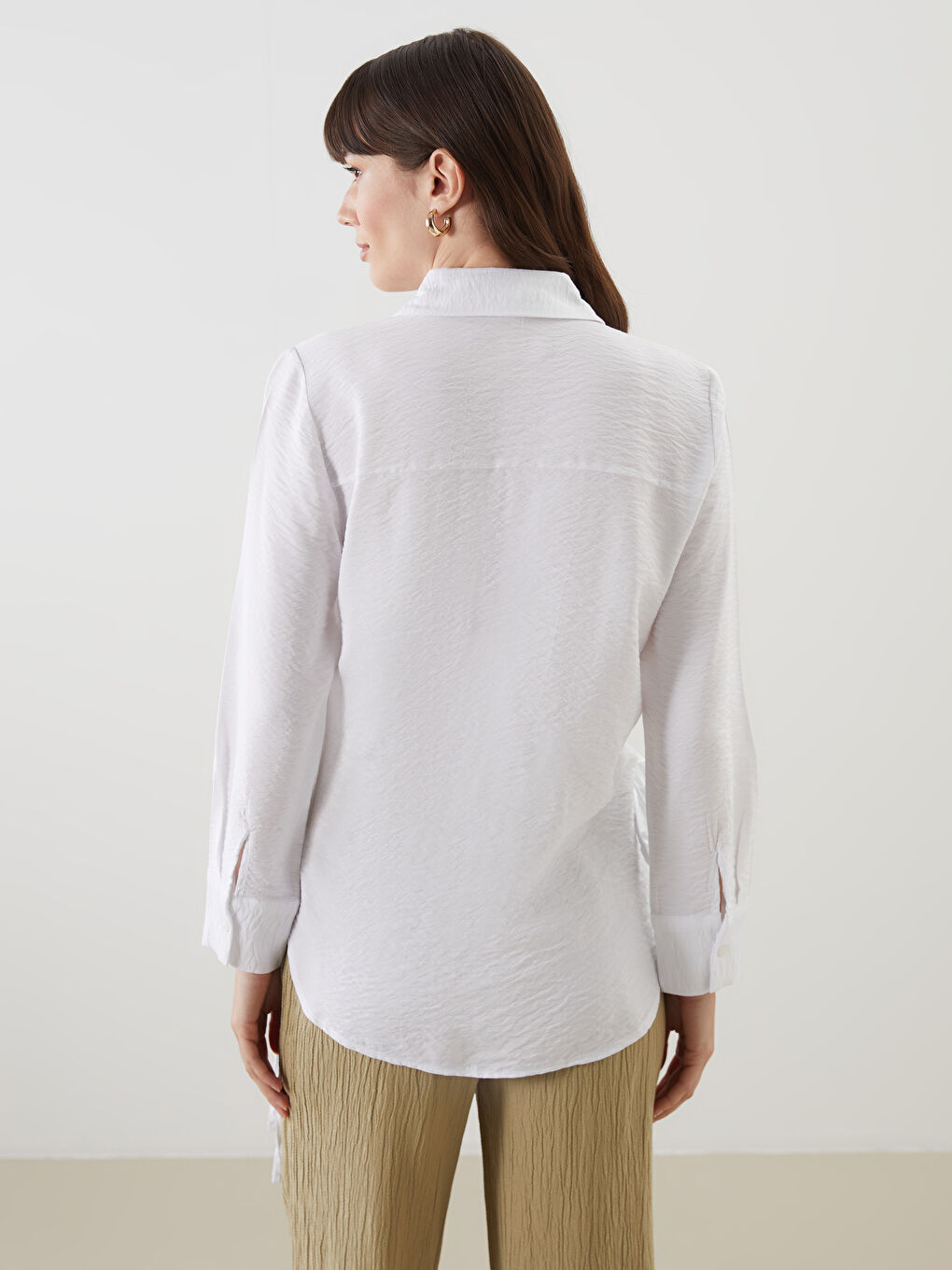 Bej Loose Fit Kadın Gömlek Tunik-3