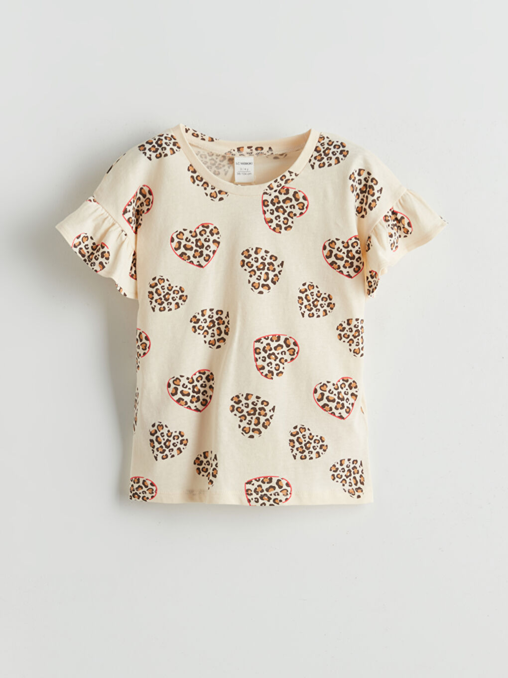 LC Waikiki Crew Neck Printed Frilled Girls' T-Shirt -S5KI35Z1-LQB