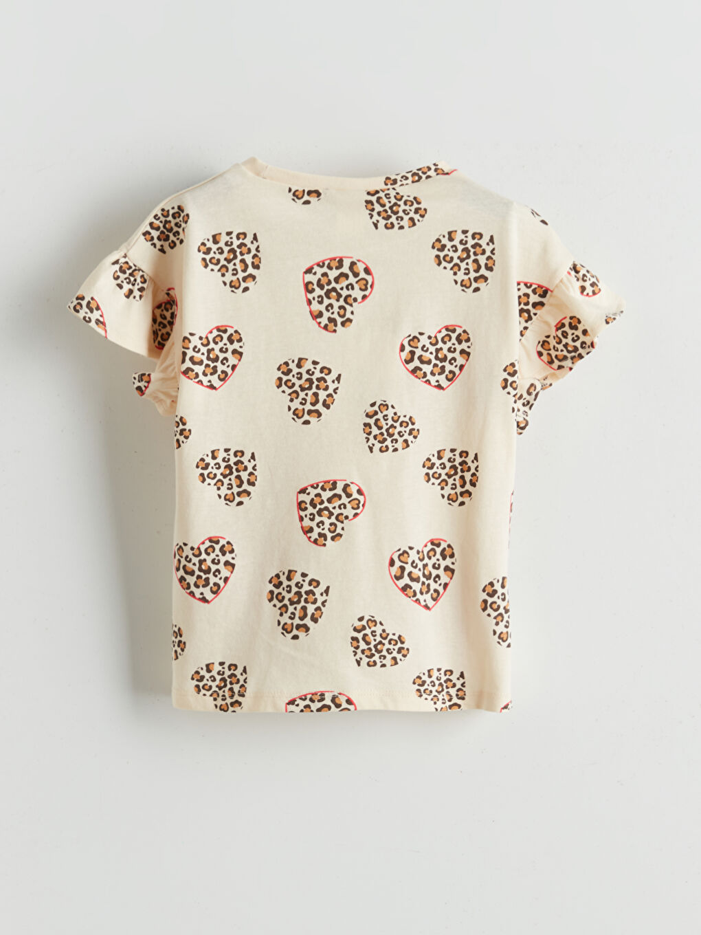 LC Waikiki Crew Neck Printed Frilled Girls' T-Shirt -S5KI35Z1-LQB