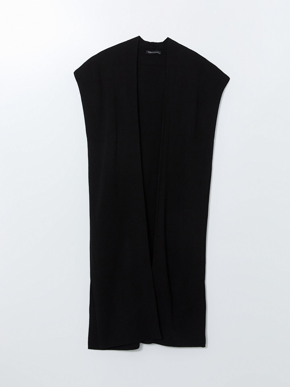 LCW Modest Siyah Şal Yaka Oversize Kadın Triko Yelek - 4
