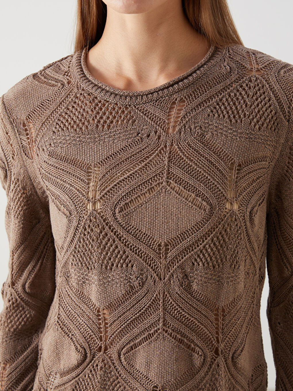 سترة تريكو مخرّمة بياقة دائرية للسيدات-2