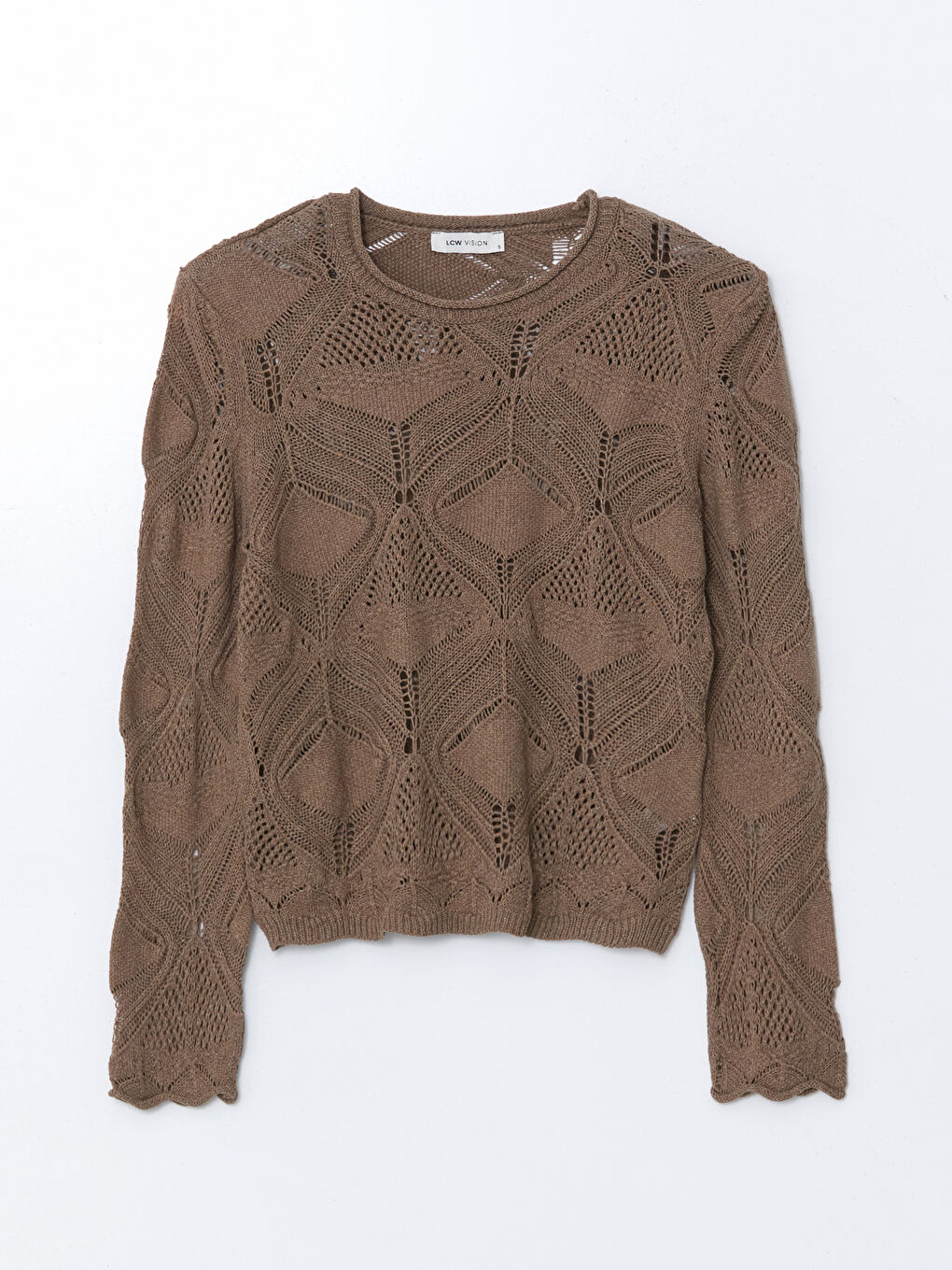 سترة تريكو مخرّمة بياقة دائرية للسيدات-4