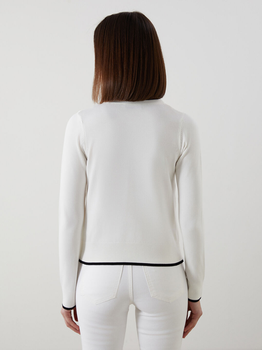 Crew Neck Women Knitted Cardigan -S5KI64Z8-R9J