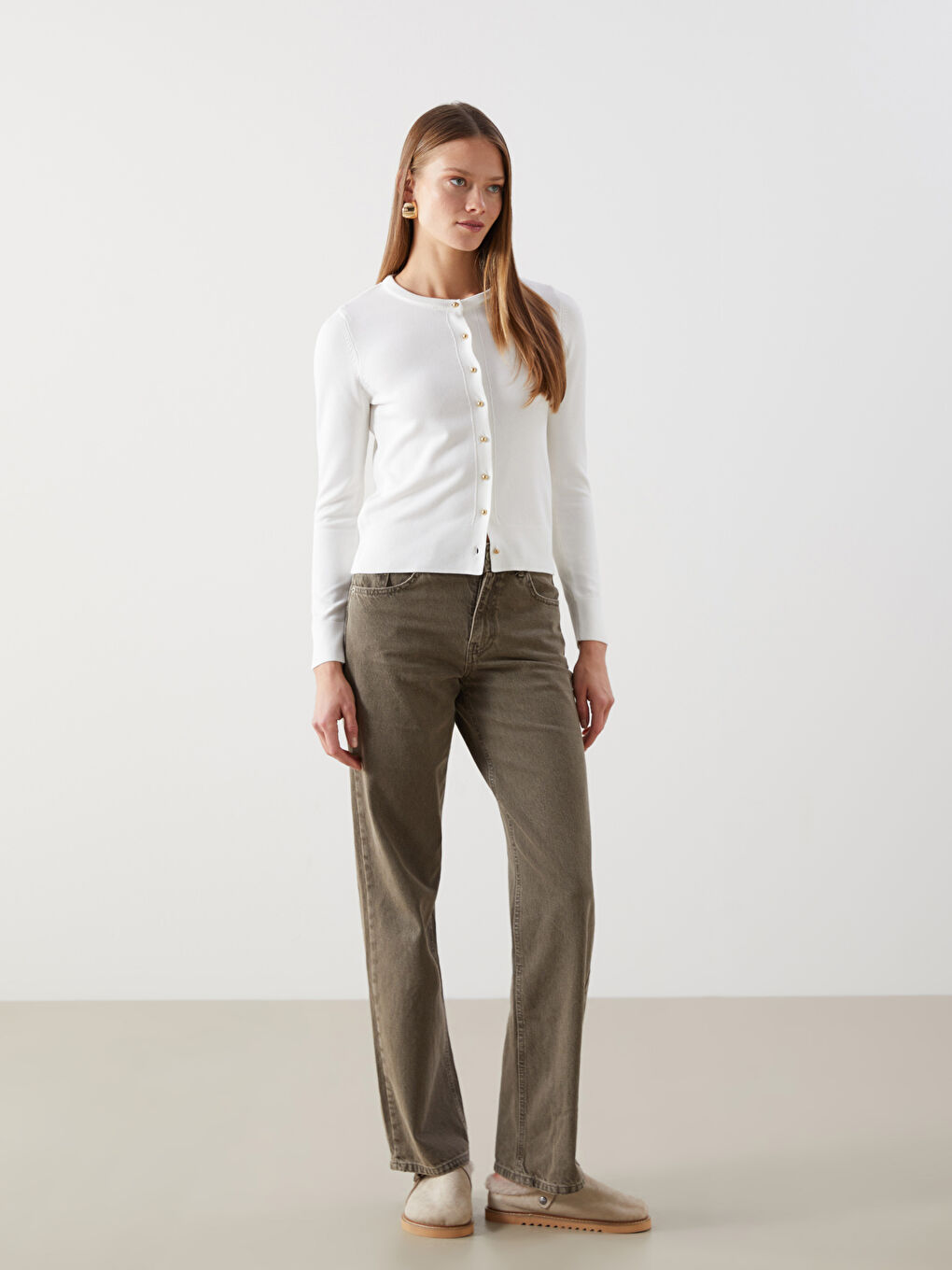 Crew Neck Women Knitted Cardigan -S5KI65Z8-R9J