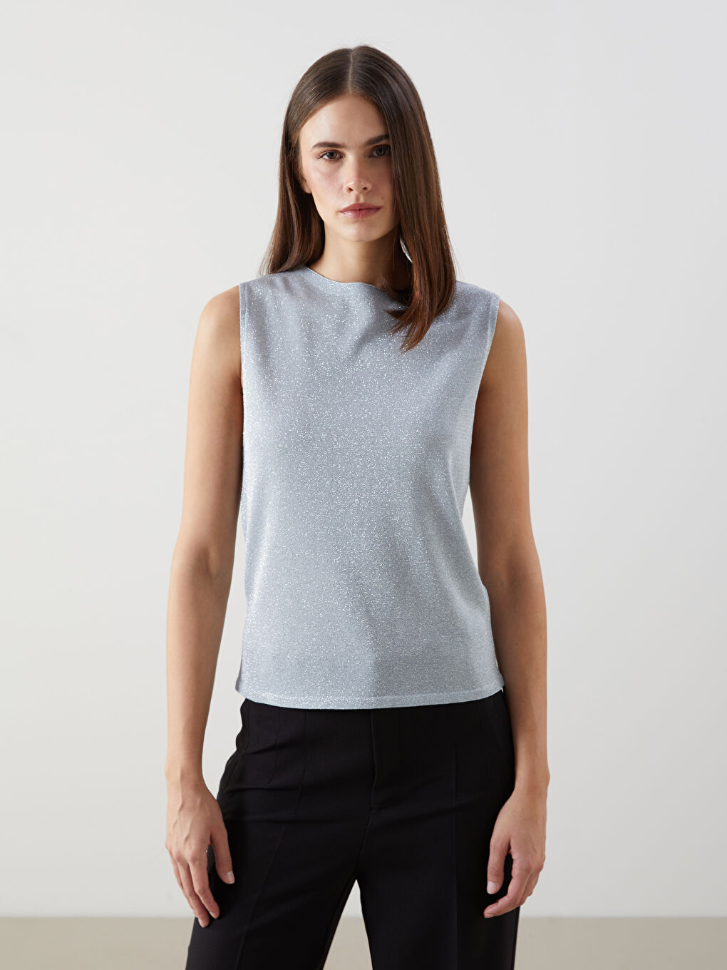 Crew Neck Women'S Knit Sweater Vest -S5KI66Z8-QXL