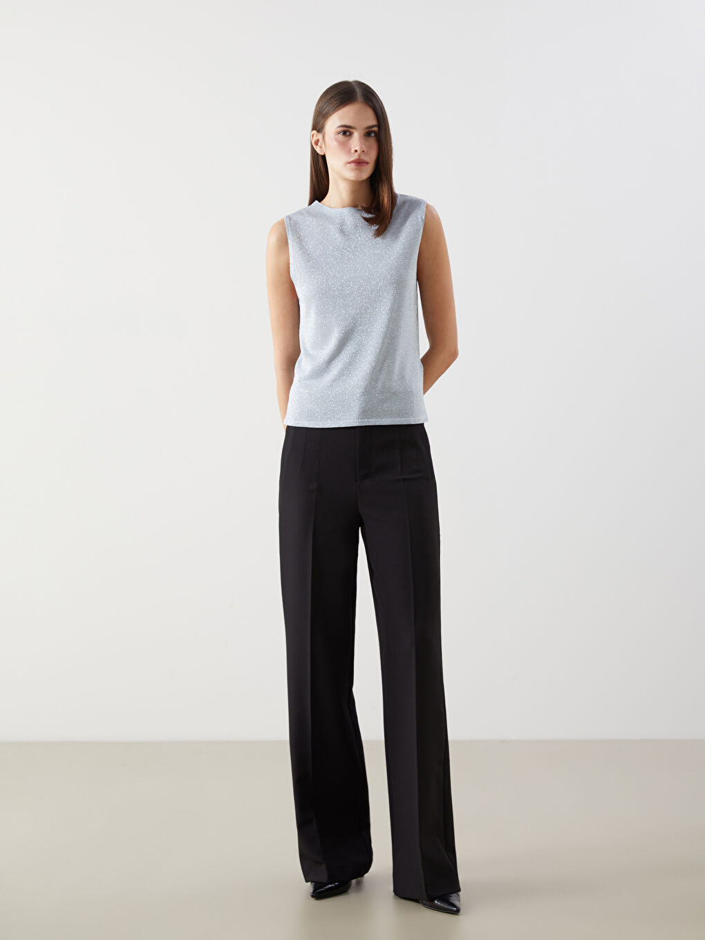 Crew Neck Women'S Knit Sweater Vest -S5KI66Z8-QXL
