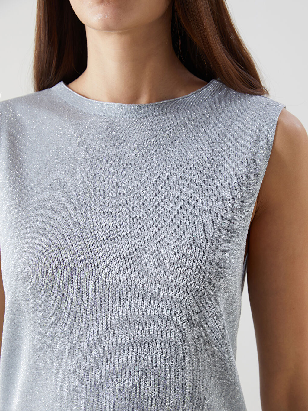 Crew Neck Women'S Knit Sweater Vest -S5KI66Z8-QXL