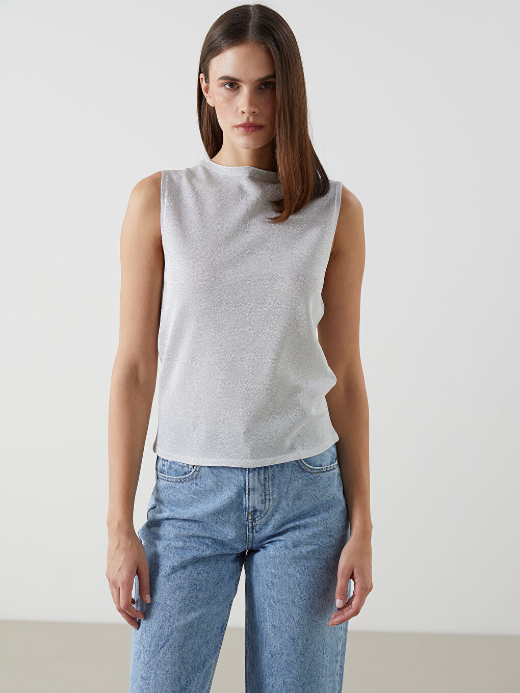 Crew Neck Women'S Knit Sweater Vest -S5KI66Z8-R9J