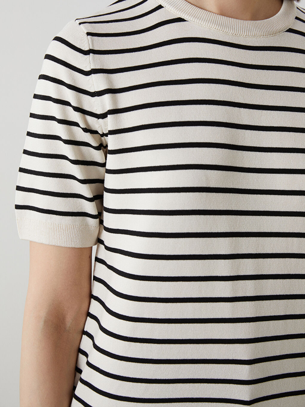 Crew Neck Striped Women's Knitwear Sweater -S5KI67Z8-LEG
