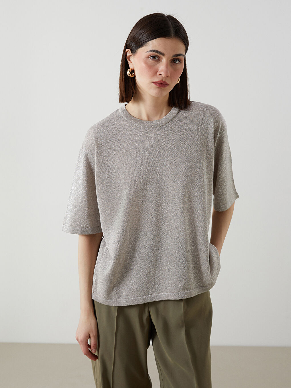 Crew Neck Bright Look Long Sleeve Women's Knitwear Sweater -S5KI68Z8-EHW