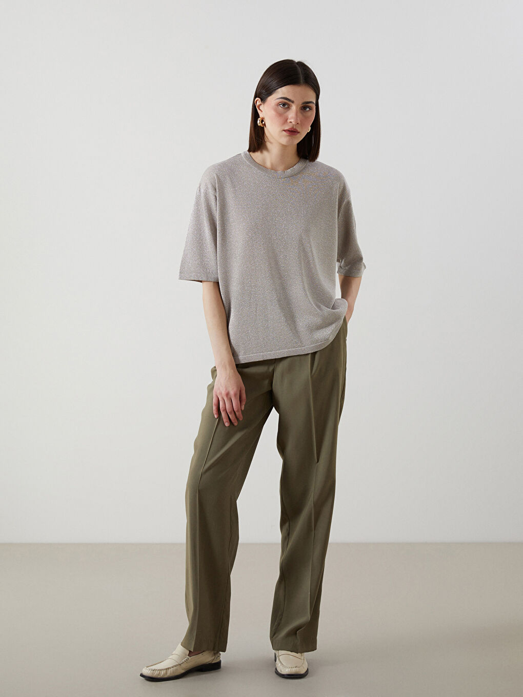 Crew Neck Bright Look Long Sleeve Women's Knitwear Sweater -S5KI68Z8-EHW
