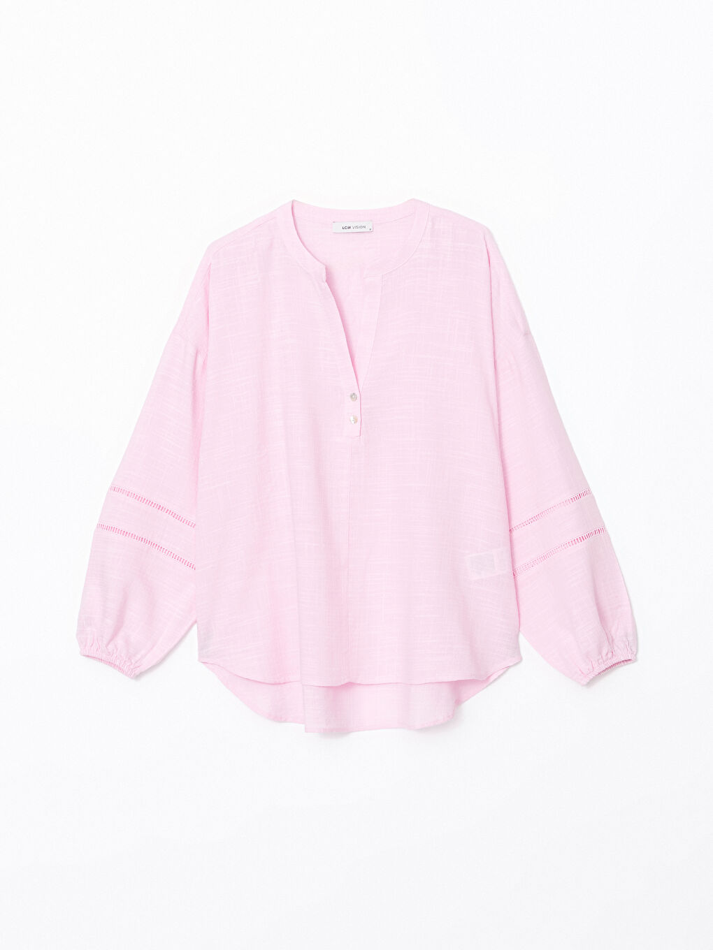 LCW Vision Pembe Kaçık Yaka Oversize Kadın Bluz - 4
