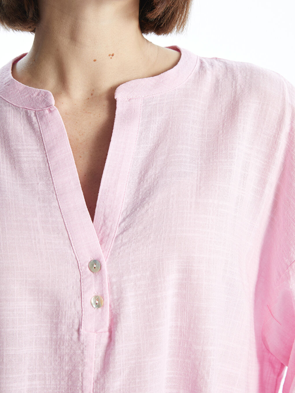 LCW Vision Pembe Kaçık Yaka Oversize Kadın Bluz - 2