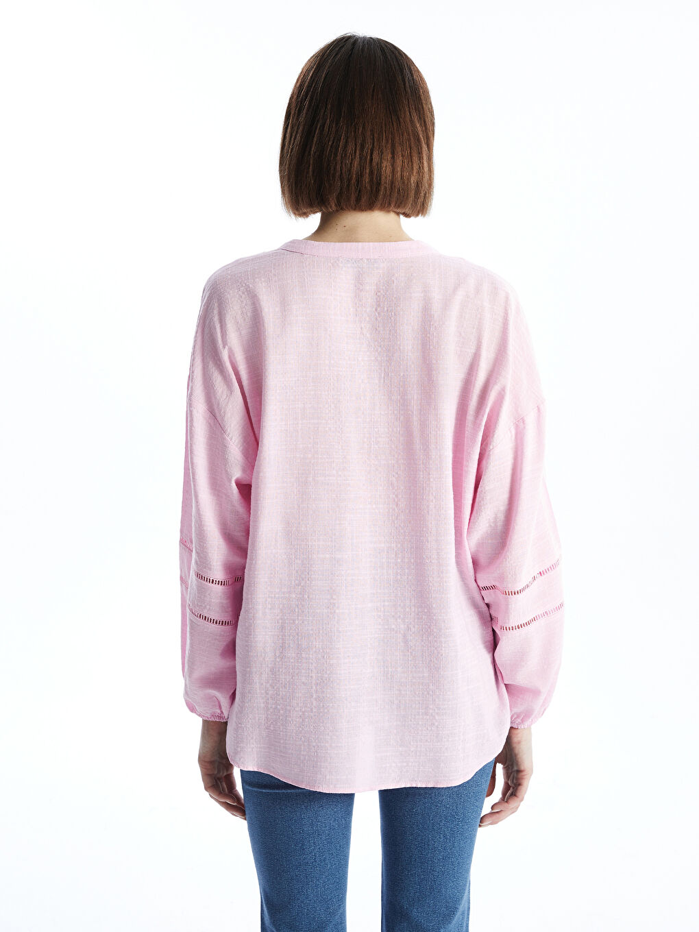 LCW Vision Pembe Kaçık Yaka Oversize Kadın Bluz - 3