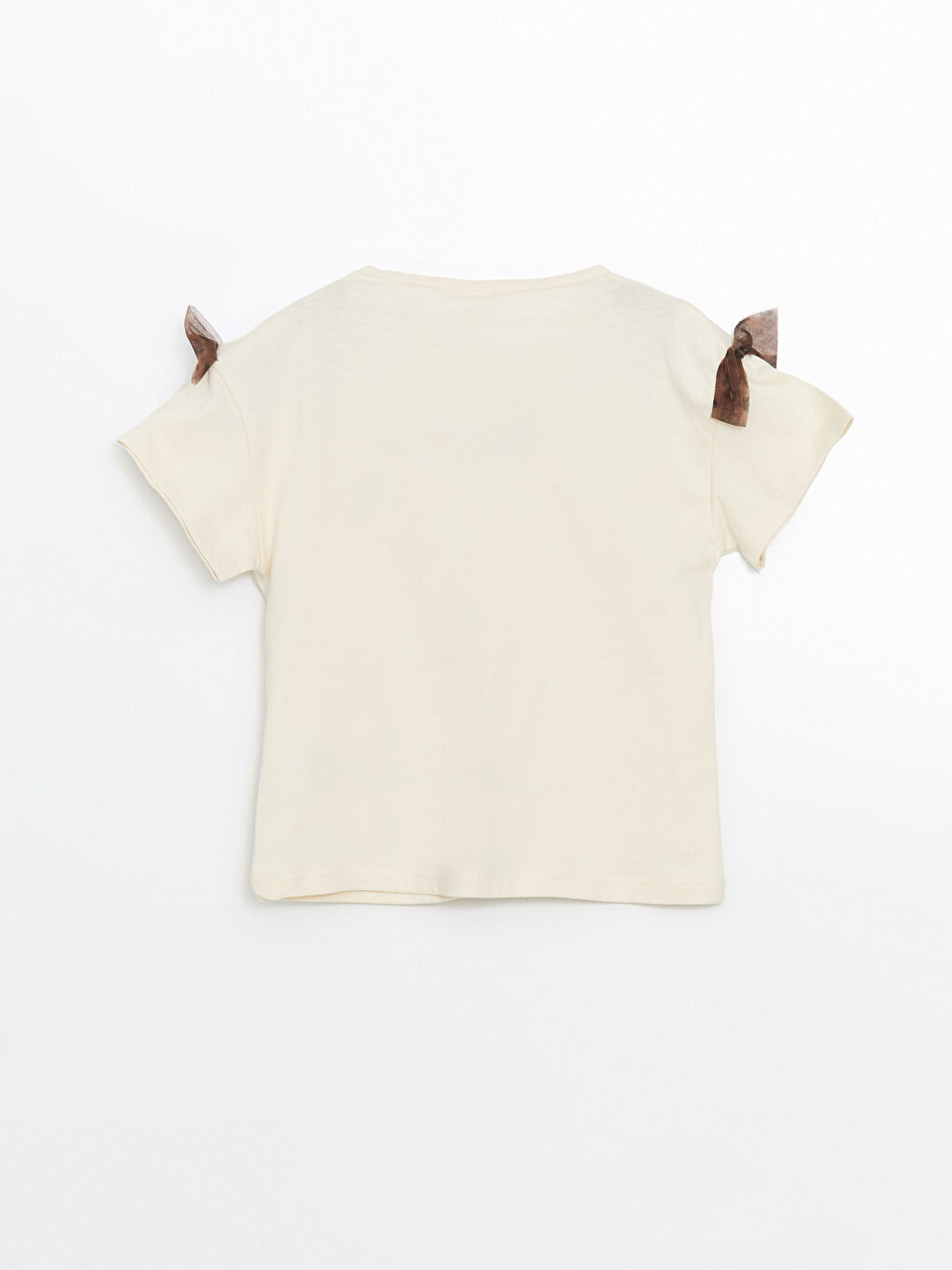 გოგოს მრგვალი ყელით ბაფთიანი ჟერსის მაისური-1