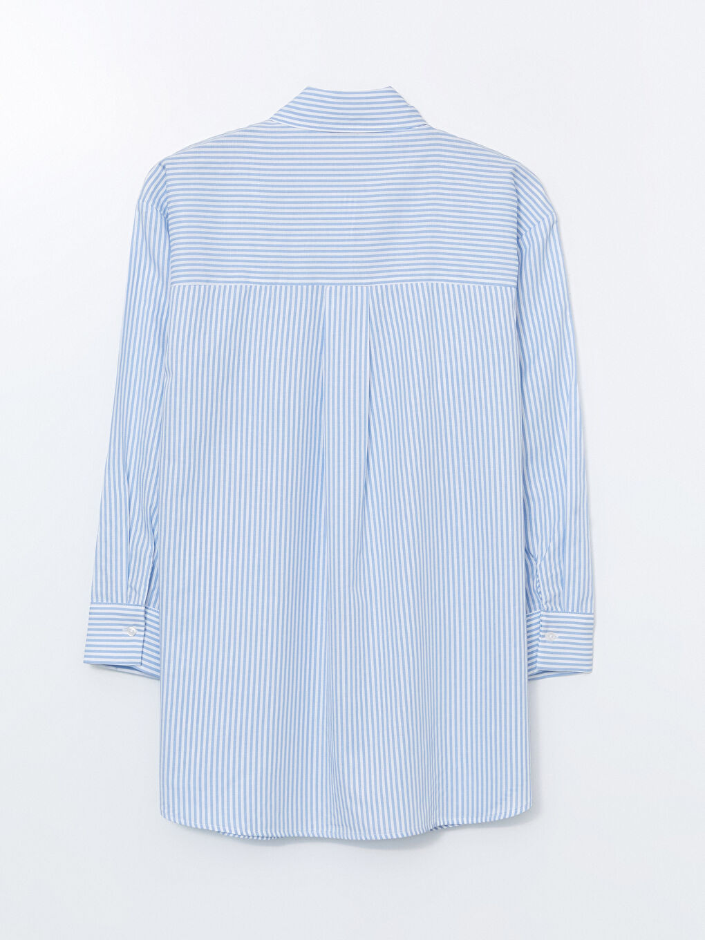 Mavi Çizgili Poplin Kadın Gömlek Tunik-5
