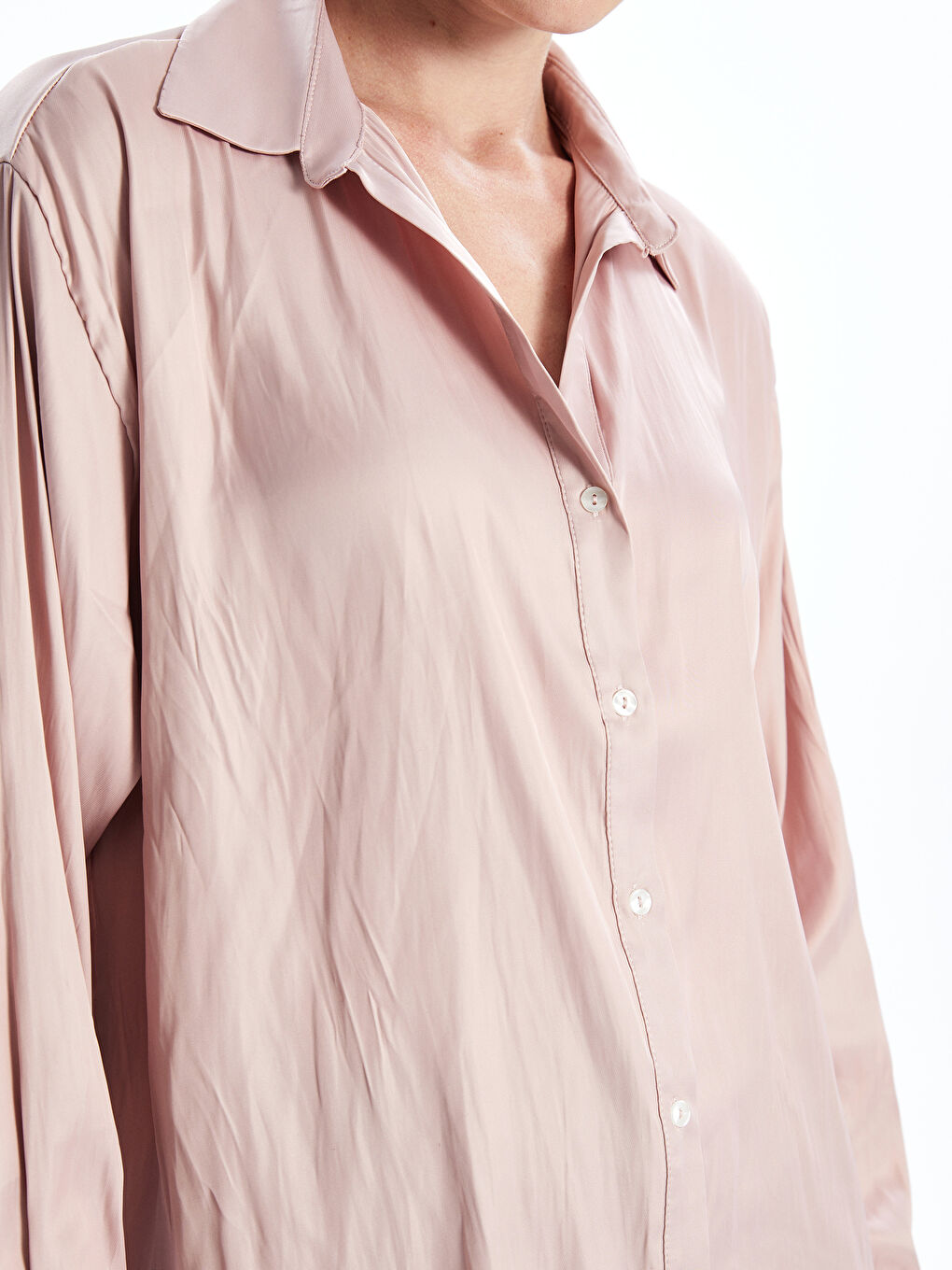LCW ECO Pembe Oversize Kadın Gömlek - 2