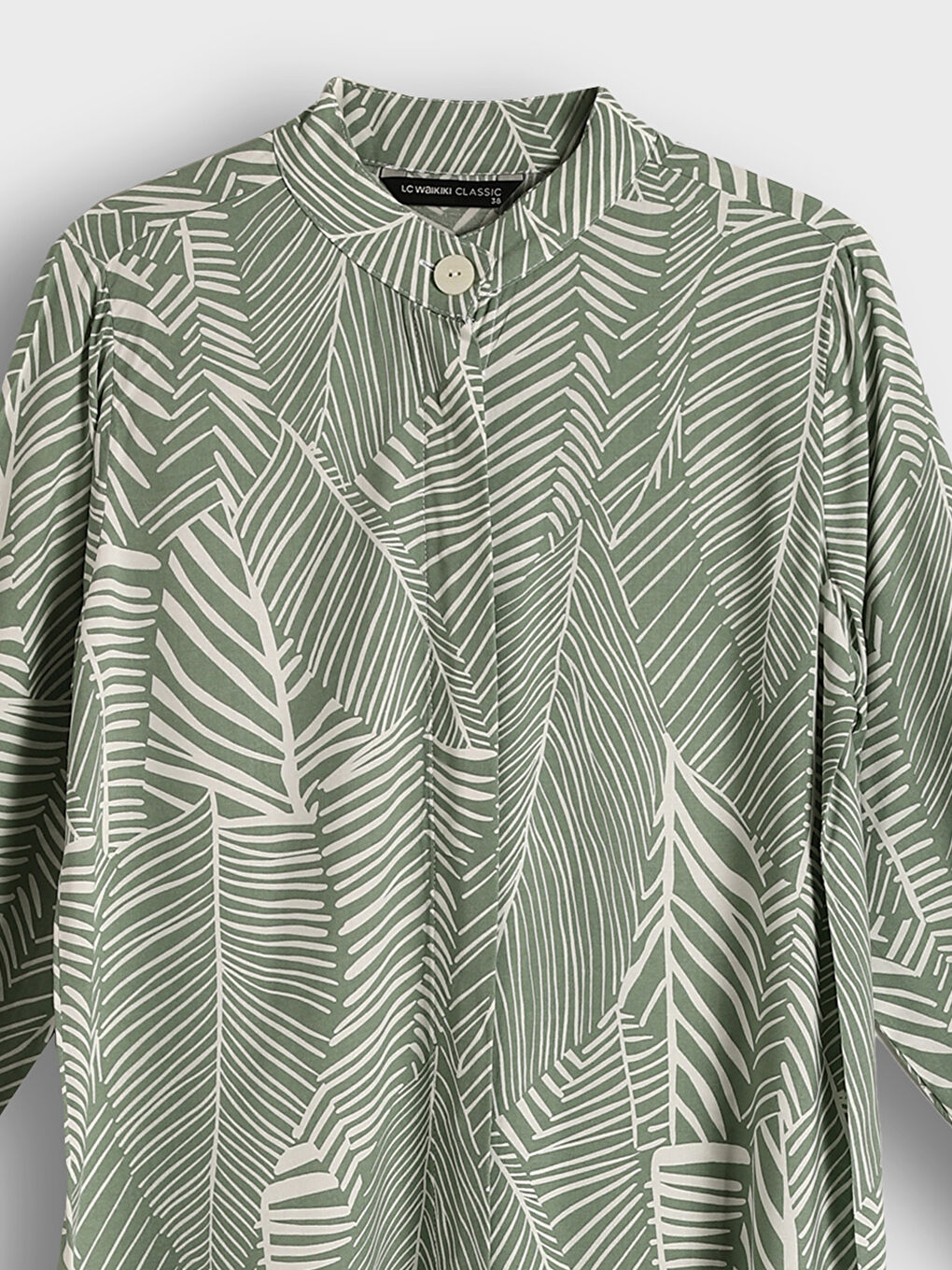 Grandad Collar Patterned Women's Tunic-2