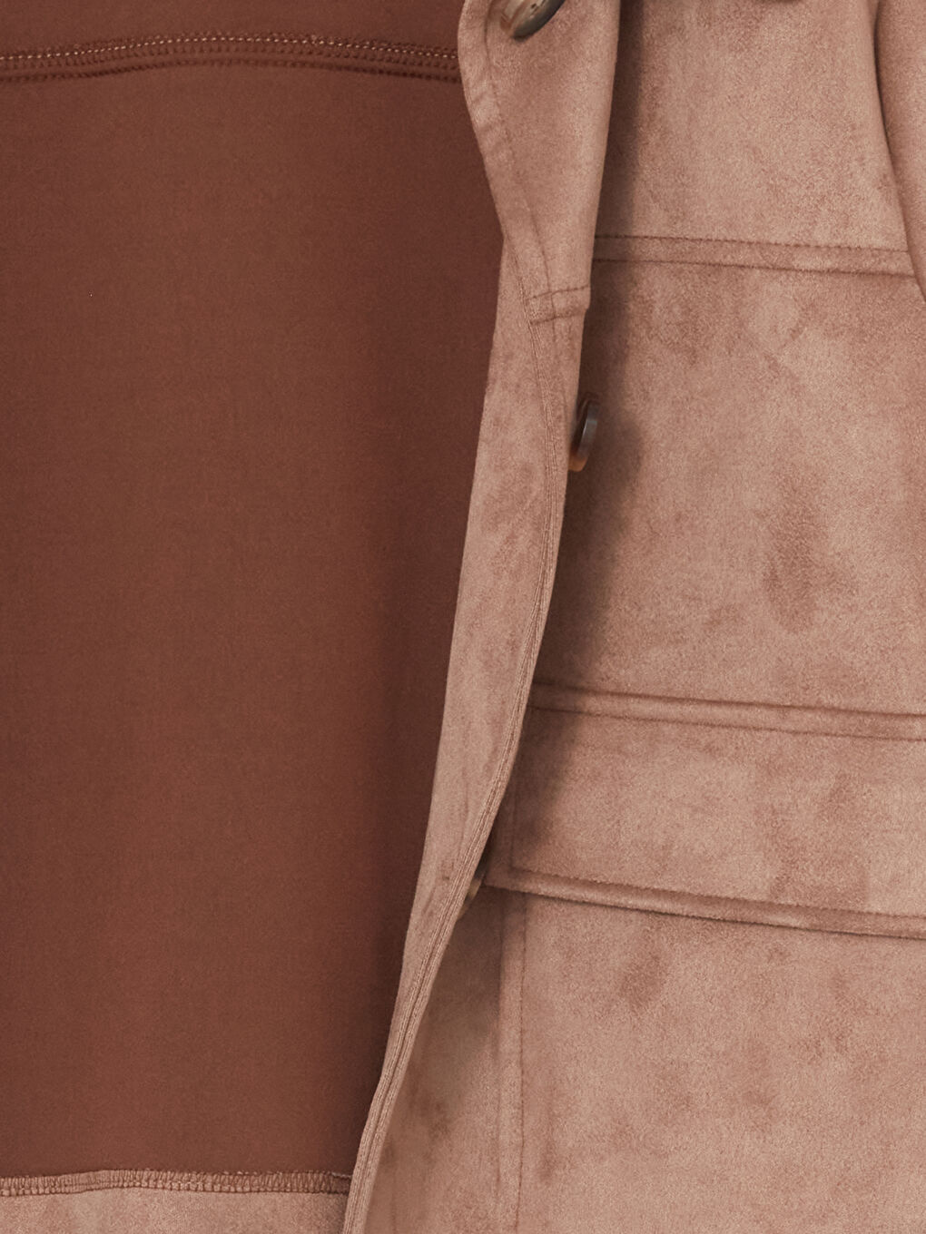 Bej Gömlek Yaka Kadın Süet Görünümlü Ceket-8