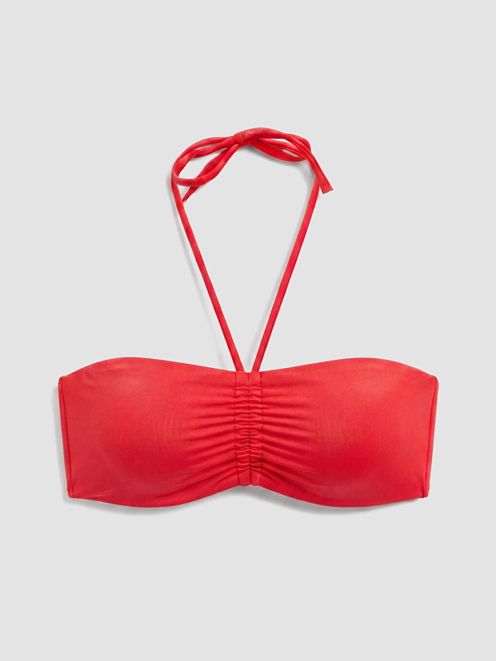 Kırmızı Çıkarılabilir Pedli Büzgülü Kadın Bikini Üst