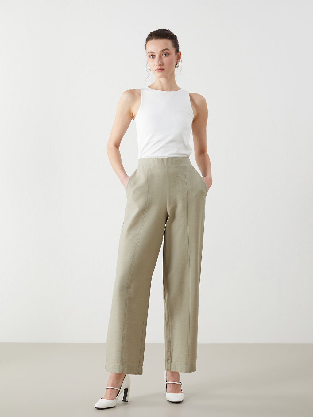 بنطلون وسط مرن للسيدات