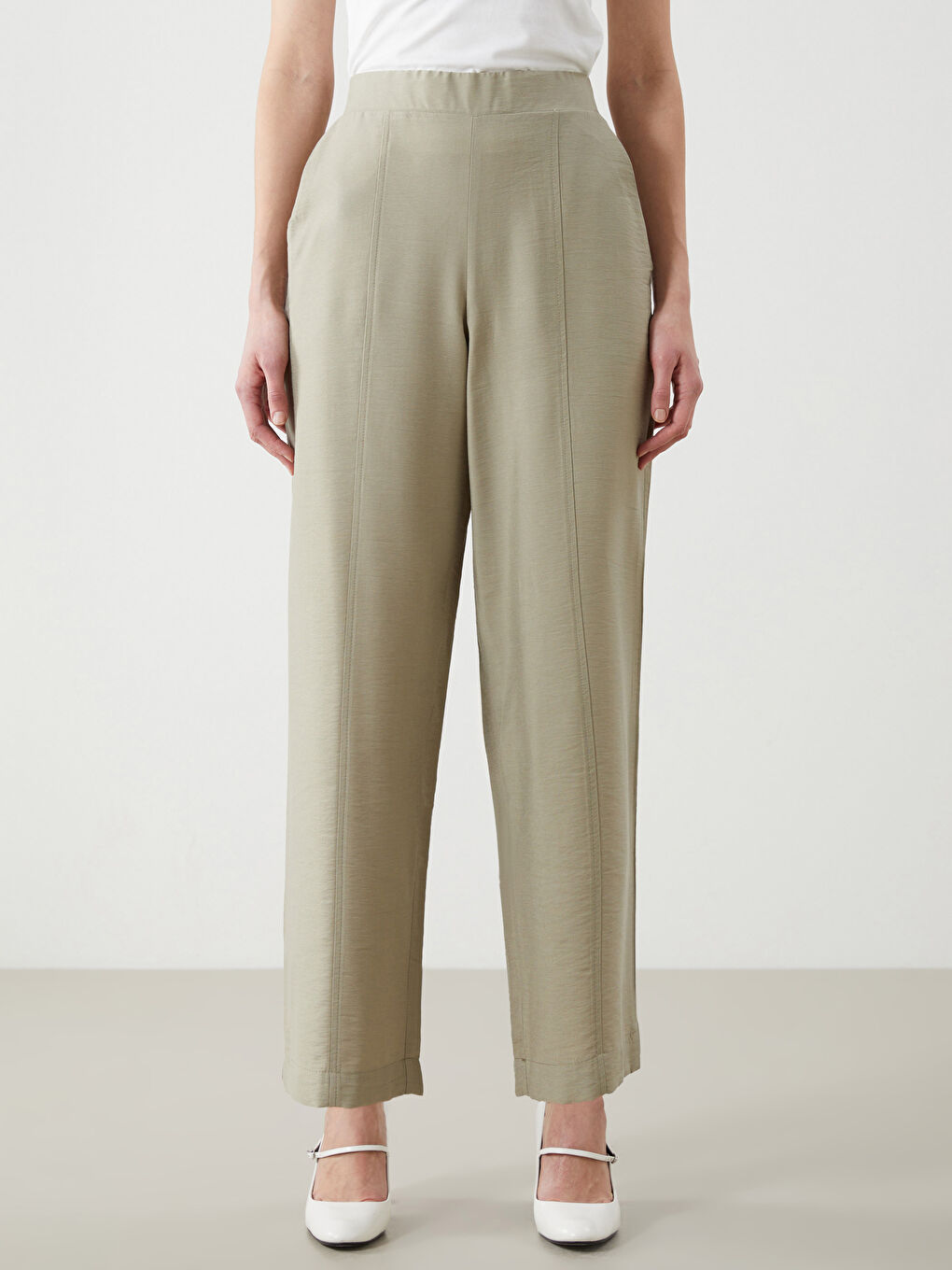 بنطلون وسط مرن للسيدات-1