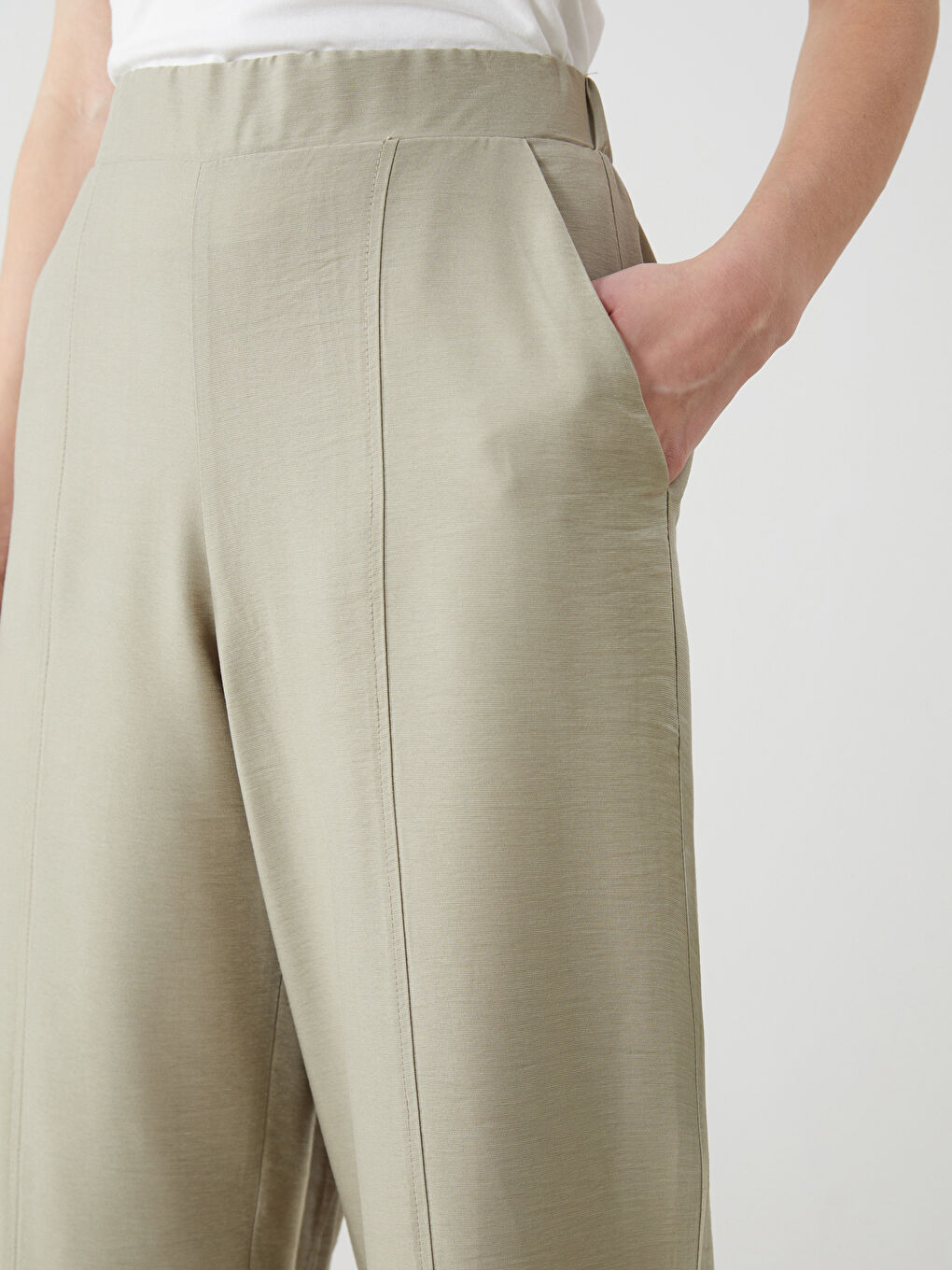 بنطلون وسط مرن للسيدات-2