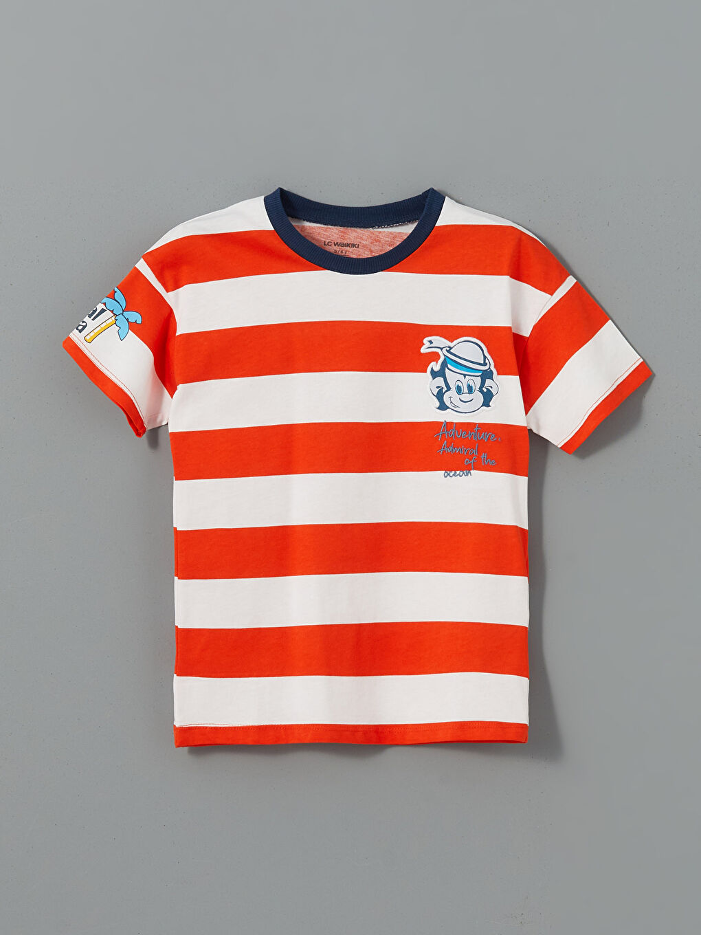 Turuncu Nostaljik Maymun Baskılı Erkek Çocuk Tişört