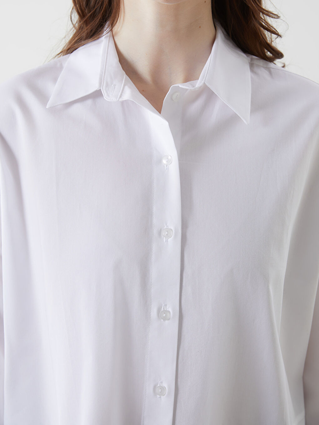 LCW Vision Ekru Oversize Poplin Kadın Gömlek - 2