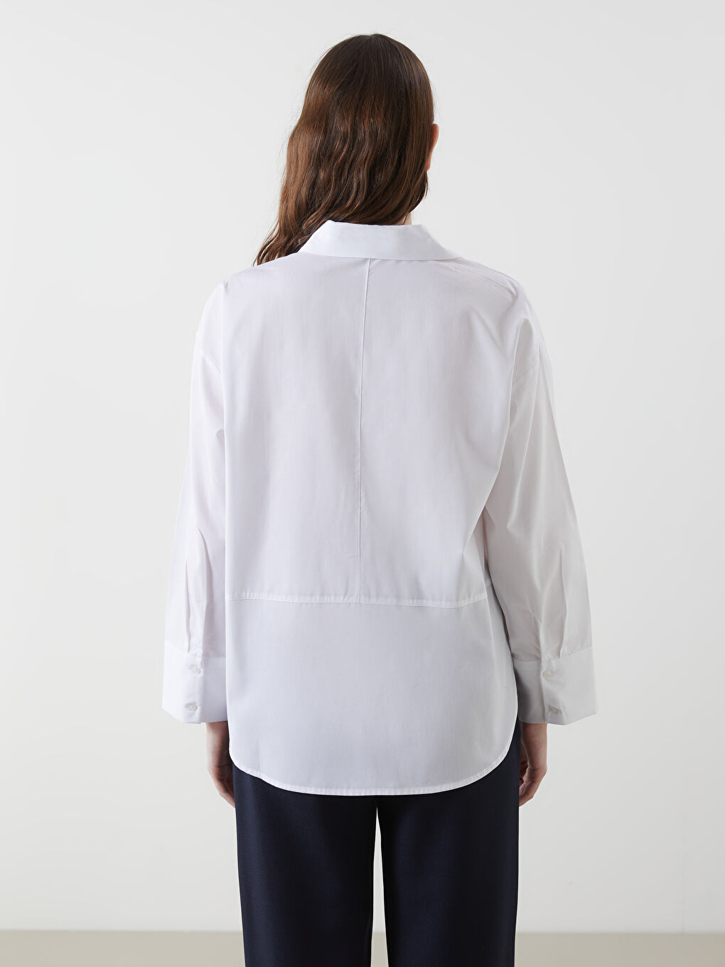 LCW Vision Ekru Oversize Poplin Kadın Gömlek - 3