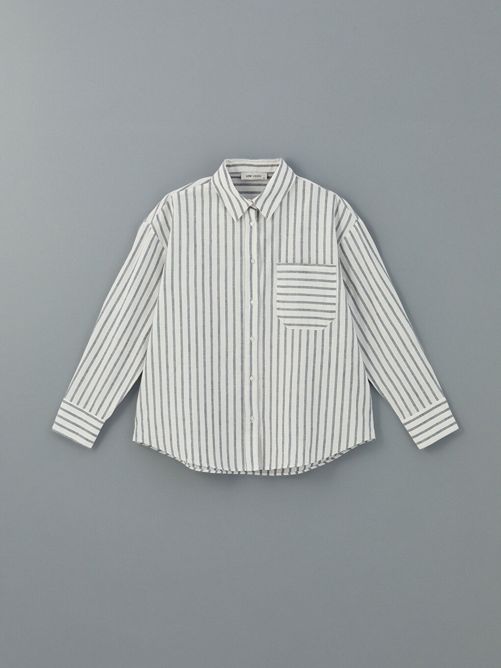LCW Vision Striped Linen Blend Oversize Women's Shirt -S5KK14Z8-LGB