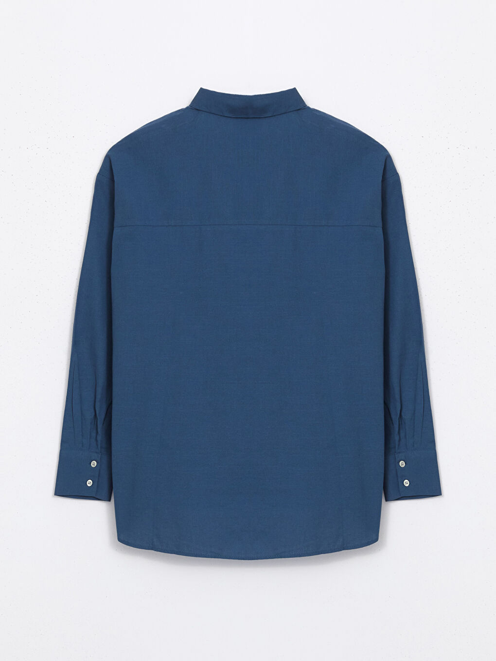 LCW Vision Indigo Oversize Keten Karışımlı Kadın Gömlek - 5
