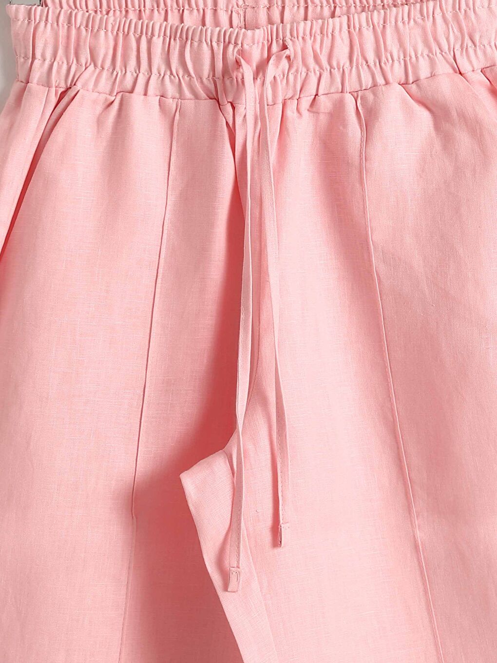 Elasticated Waist Plain Linen Women's Trousers -S5KK35Z8-QX9