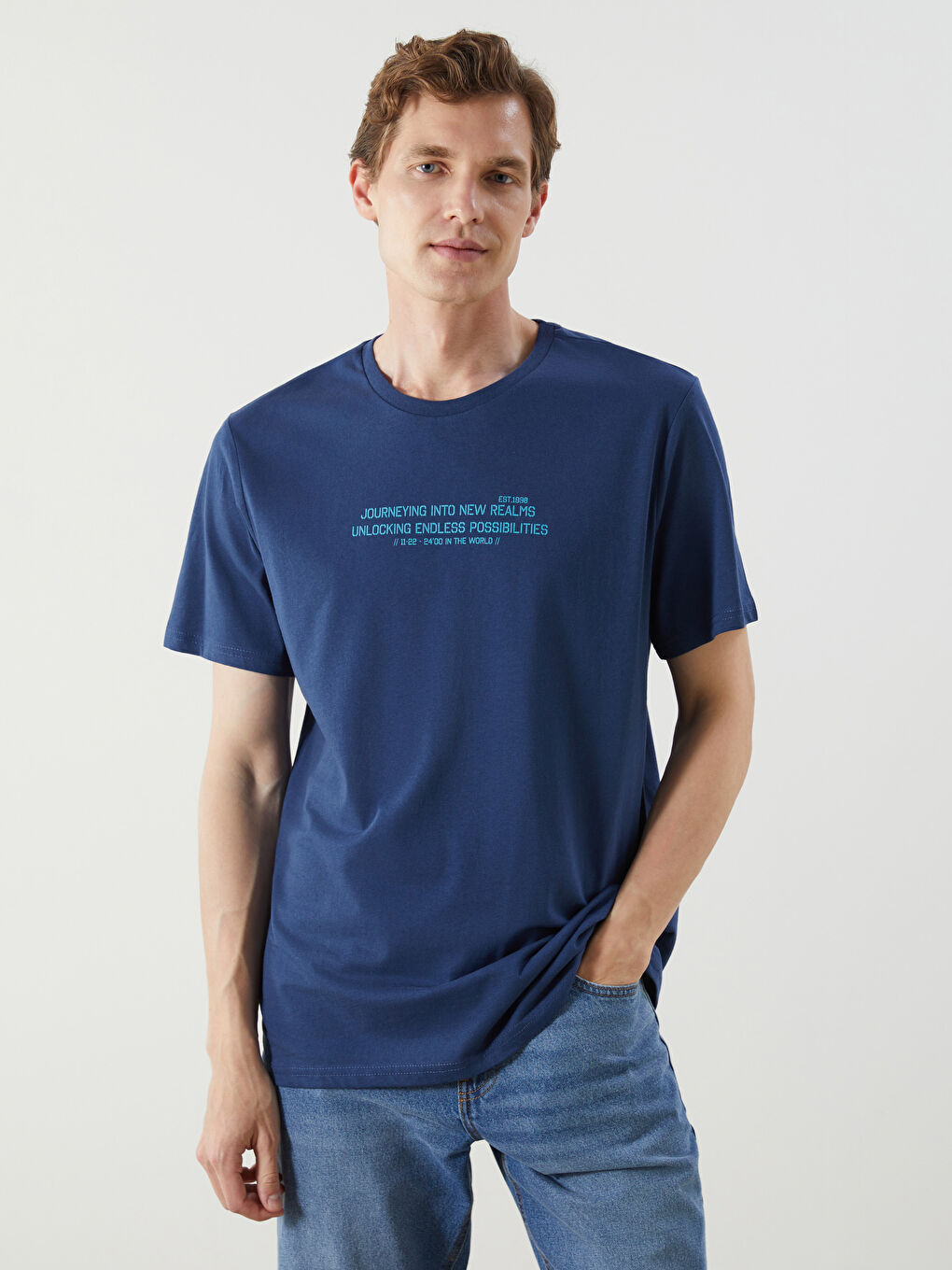 LCW ECO Crew Neck Printed Jersey Men's T-Shirt -S5KK48Z8-HSD