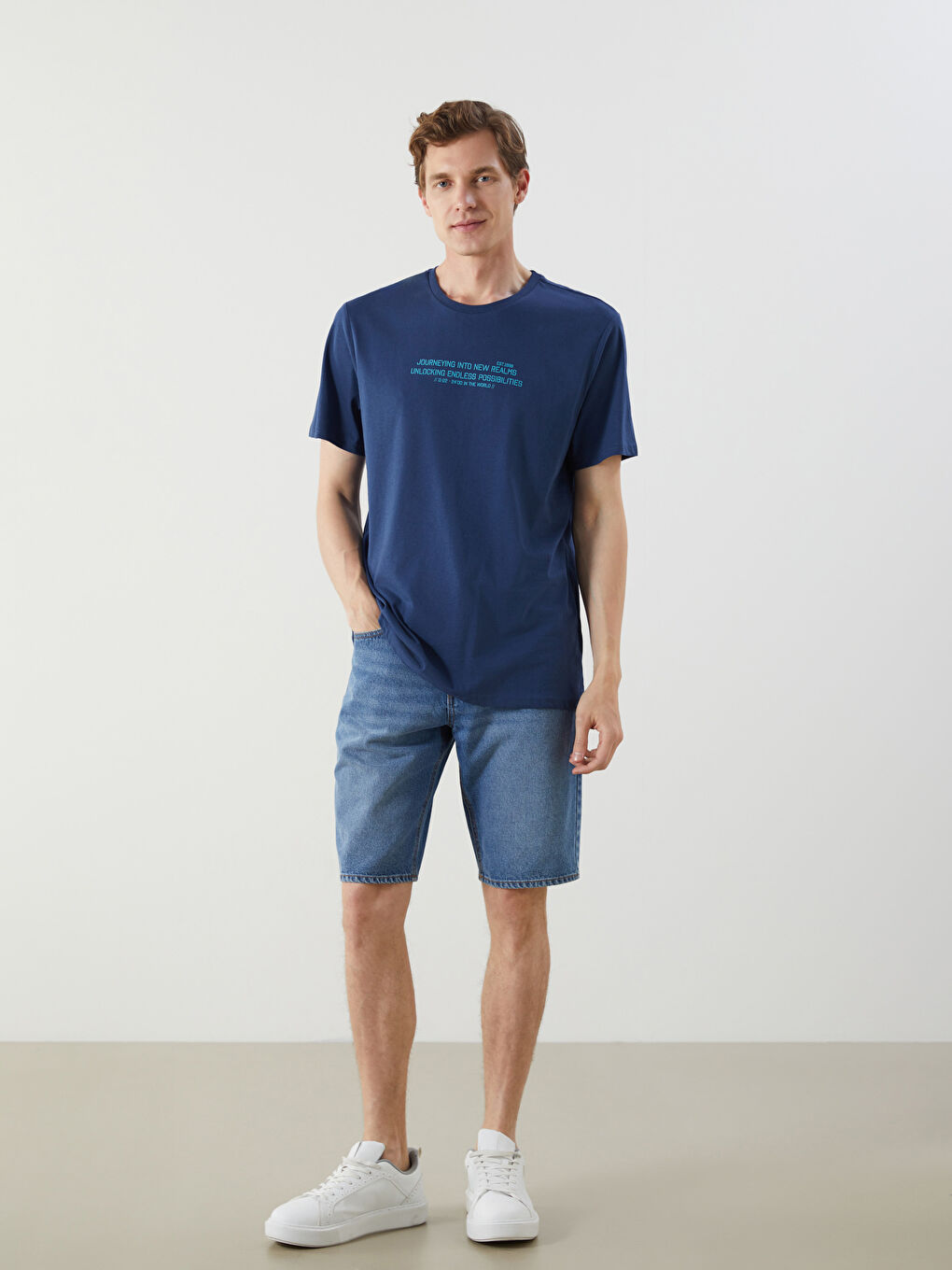 LCW ECO Crew Neck Printed Jersey Men's T-Shirt -S5KK48Z8-HSD