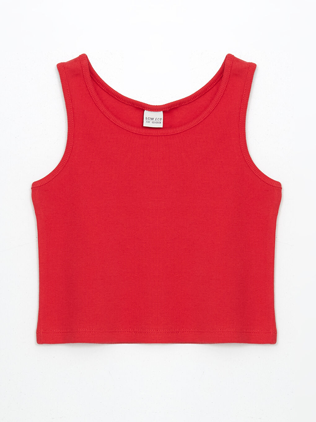 Kırmızı Bisiklet Yaka Kız Çocuk Crop Atlet